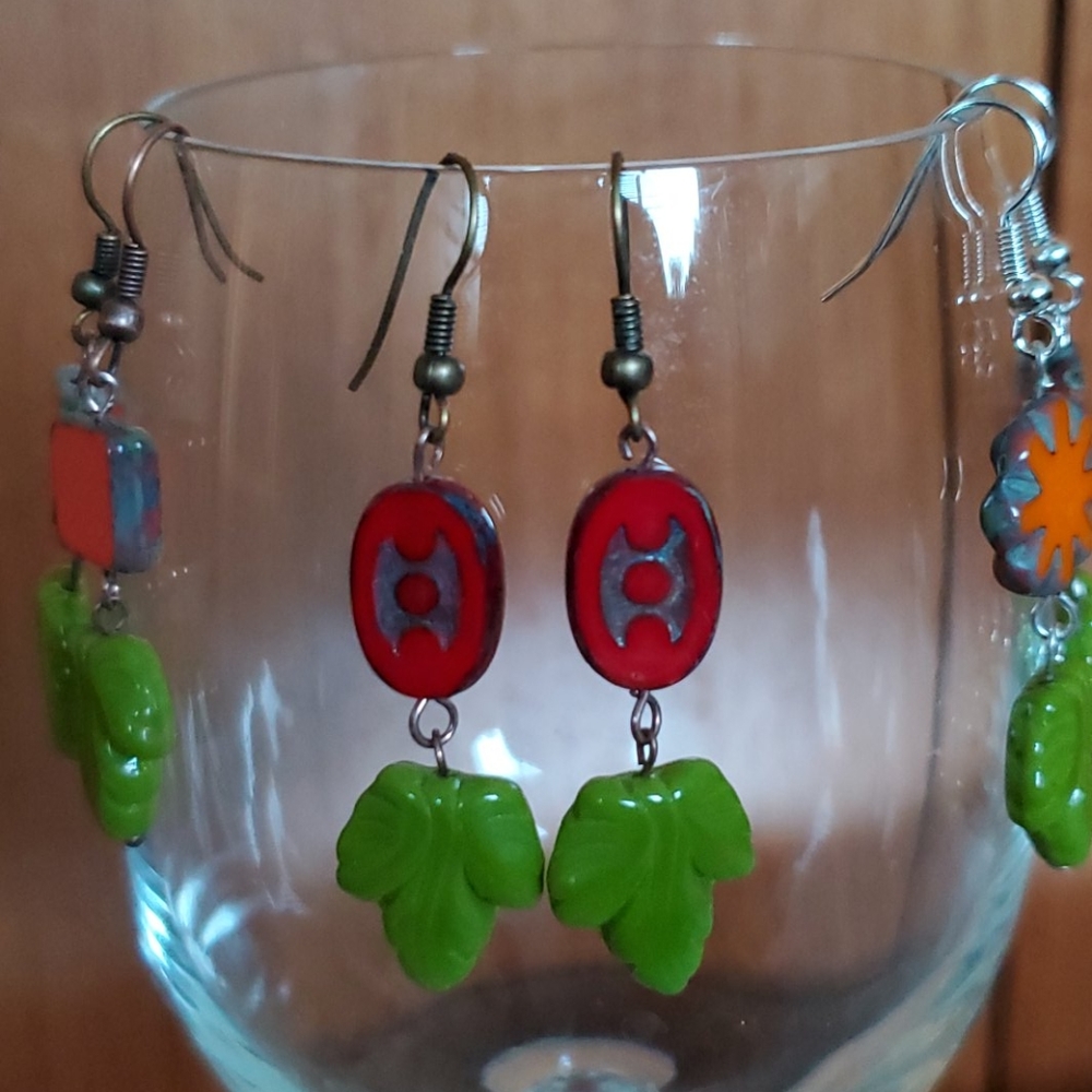 Czech glass dangle earrings